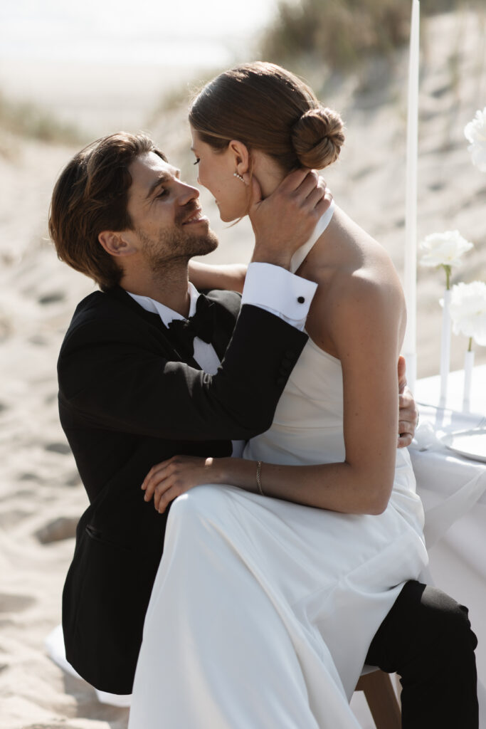 Bridal editorial at the beach. Sofia richie inspired wedding